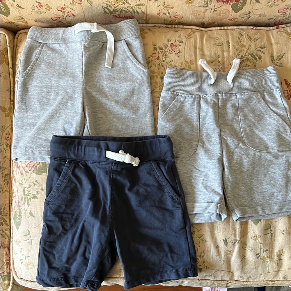 Kids Gray and Navy Shorts (3 pair) 2T